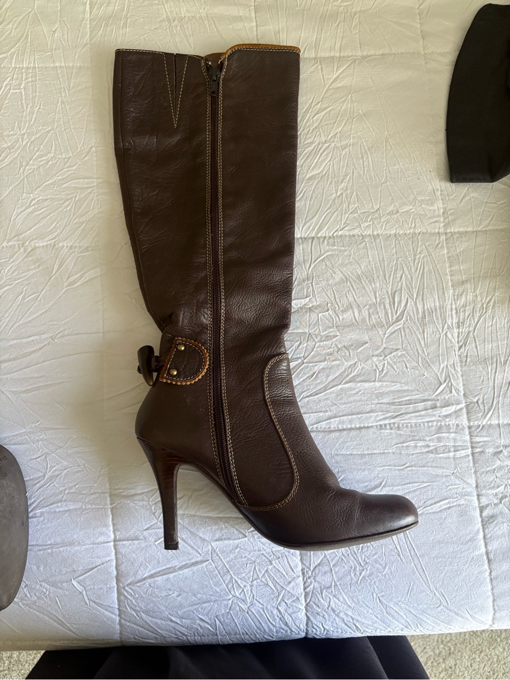 Prada Brown Leather High-Heel Riding Boots